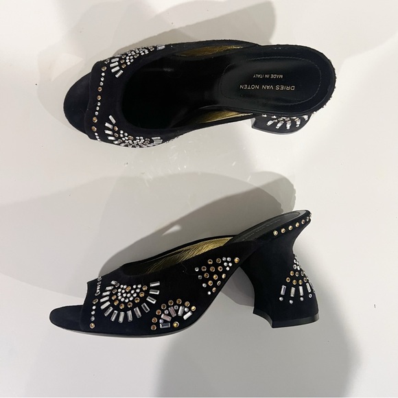 Dries Van Noten Shoes - Dries Van Noten Suede Embellished Mules